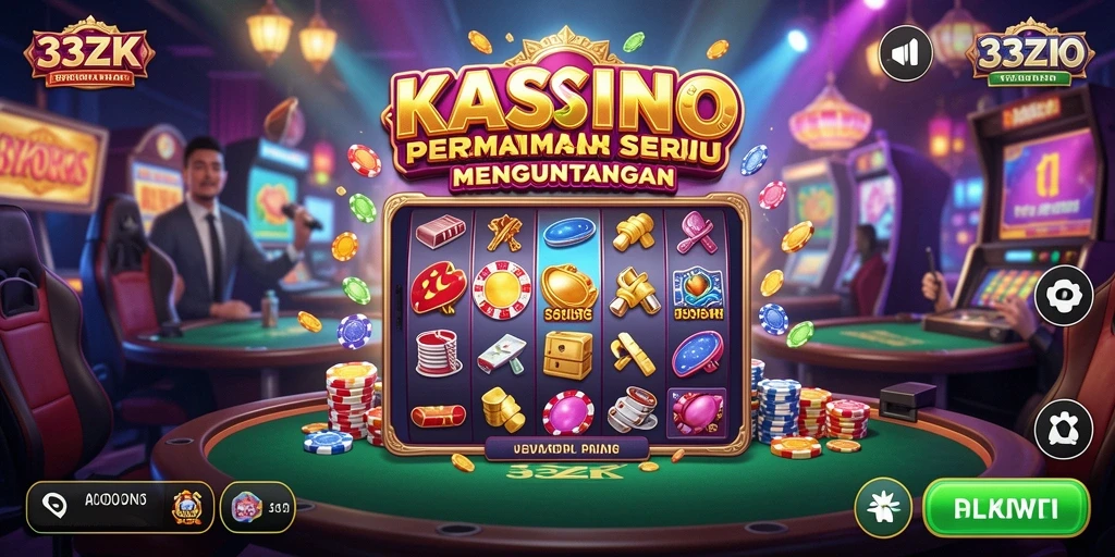 Screenshot utama gameplay 33ZK menampilkan suasana Kasino yang mendebarkan.