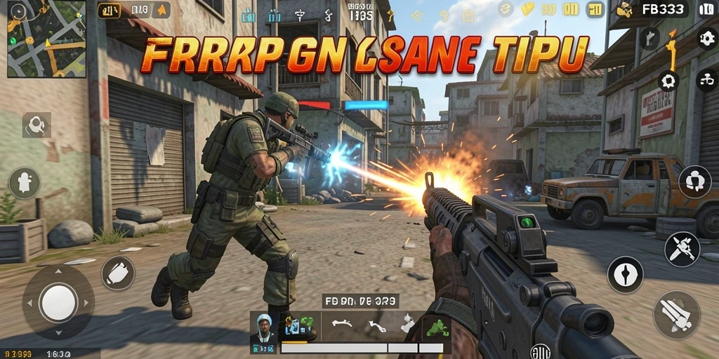 Tangkapan layar FB333 menampilkan aksi pertempuran mendebarkan dalam gameplay TPS.