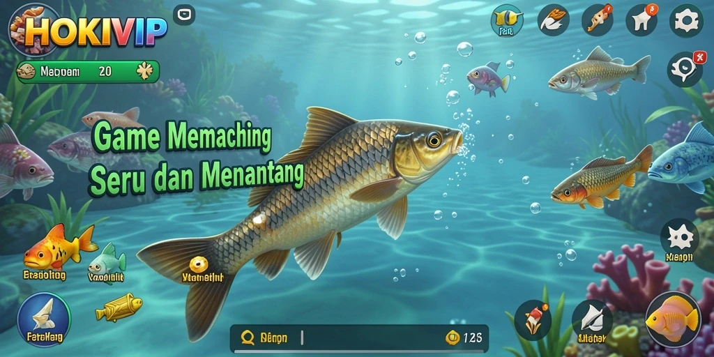 Tampilan gameplay HOKIVIP dengan keseruan memancing yang mendebarkan.