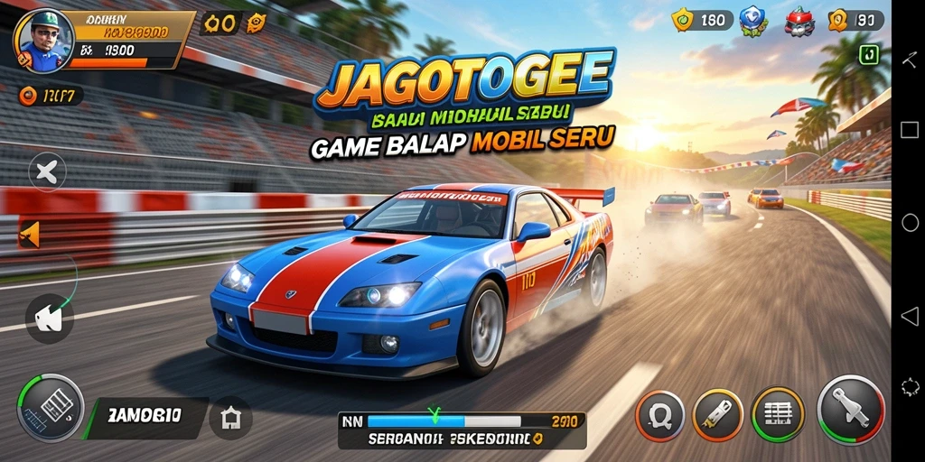 Tampilan menarik JAGOTOGEL dengan mobil balap yang beraksi di lintasan.