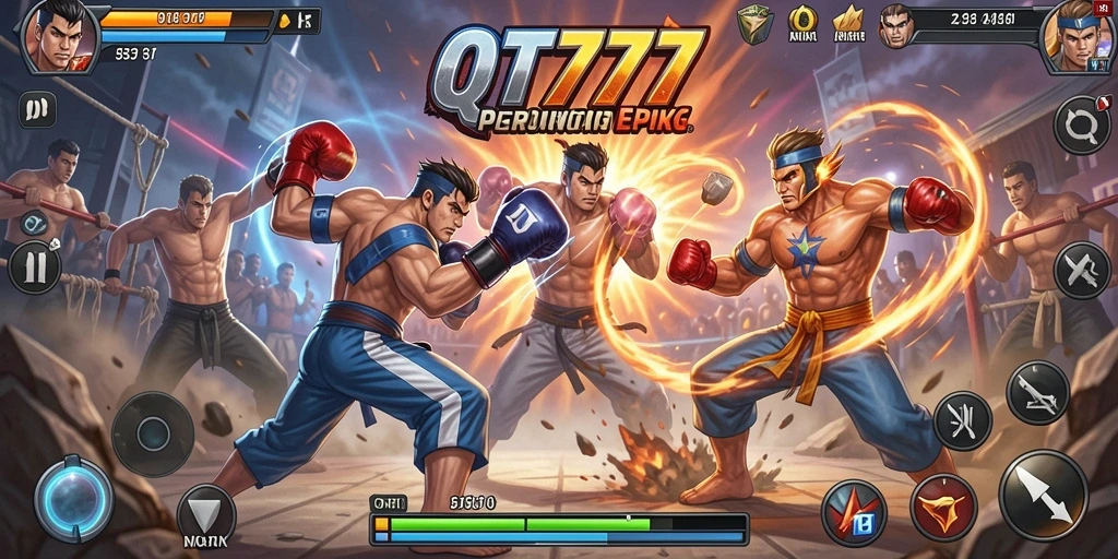 Gameplay QT777 menampilkan pertarungan seru dan karakter yang beragam.