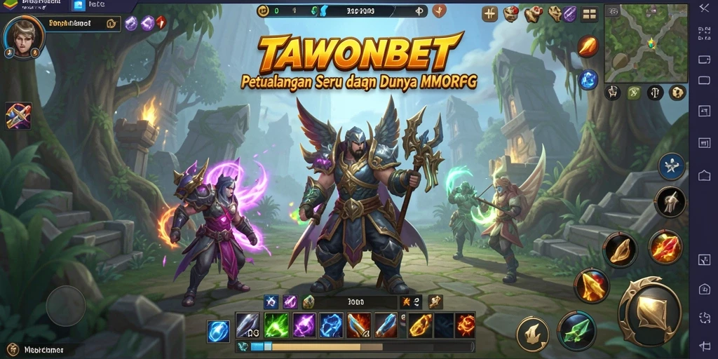 Screenshot gameplay TAWONBET menampilkan aksi bertempur yang seru dan dunia yang luas.